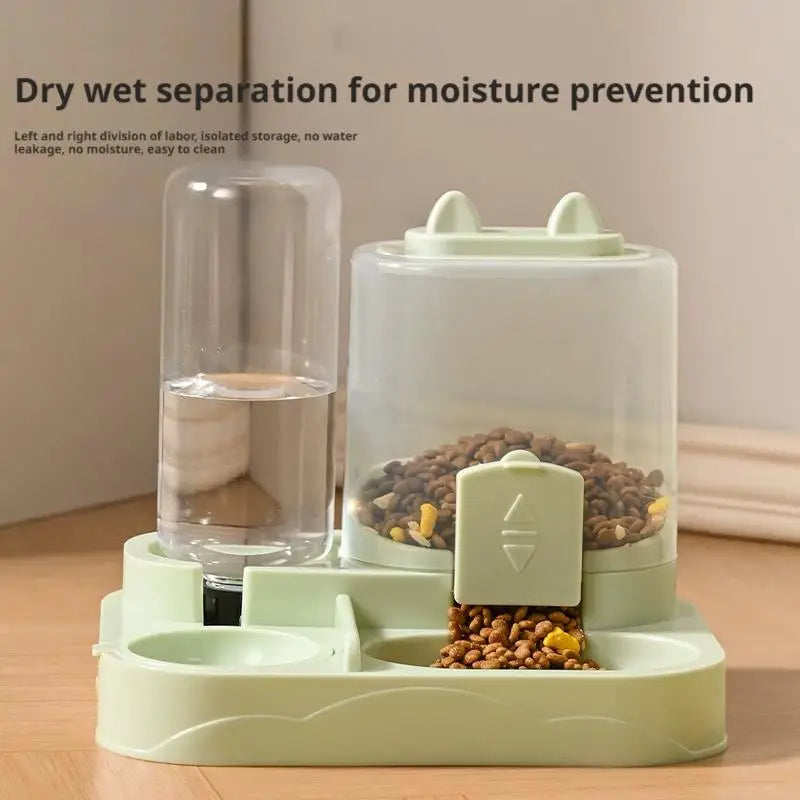 Cat Feeder Dual Food Bowl Automatic Feeder Dog Cat Food Bowl With Water Dispenser Pet Food Storage Dispenser Large Capacity