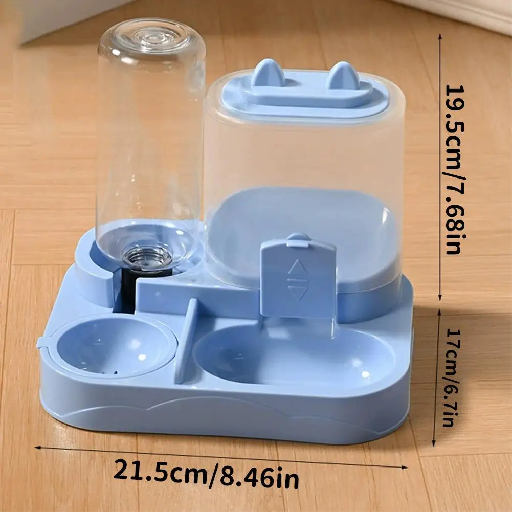 Cat Feeder Dual Food Bowl Automatic Feeder Dog Cat Food Bowl With Water Dispenser Pet Food Storage Dispenser Large Capacity