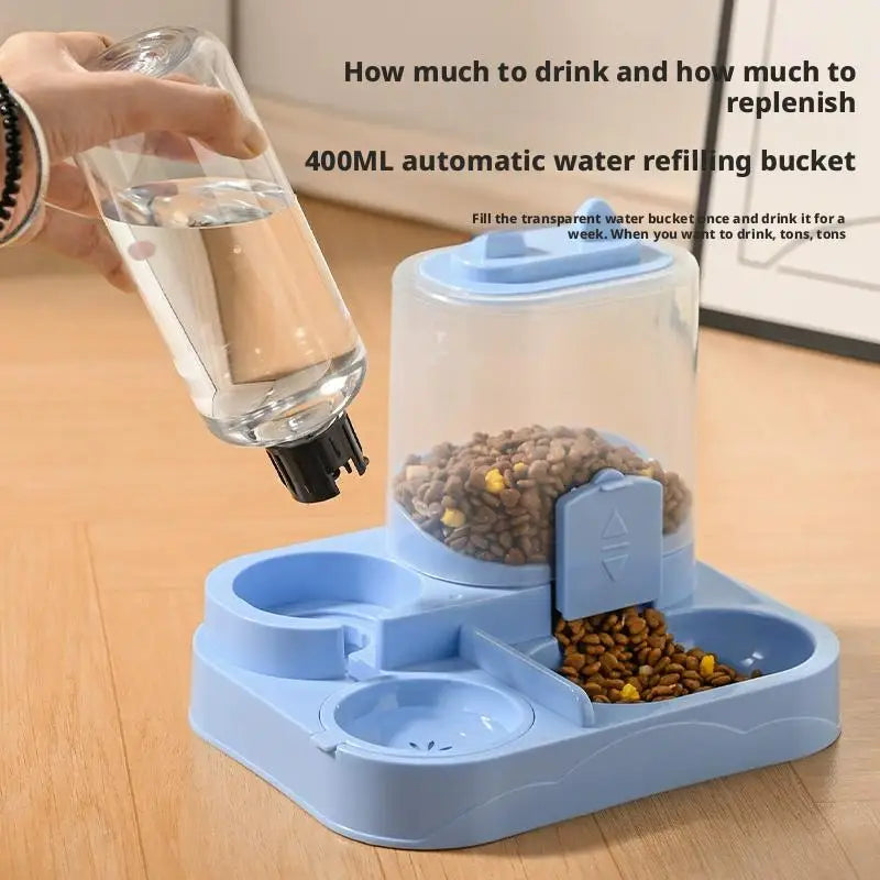 Cat Feeder Dual Food Bowl Automatic Feeder Dog Cat Food Bowl With Water Dispenser Pet Food Storage Dispenser Large Capacity