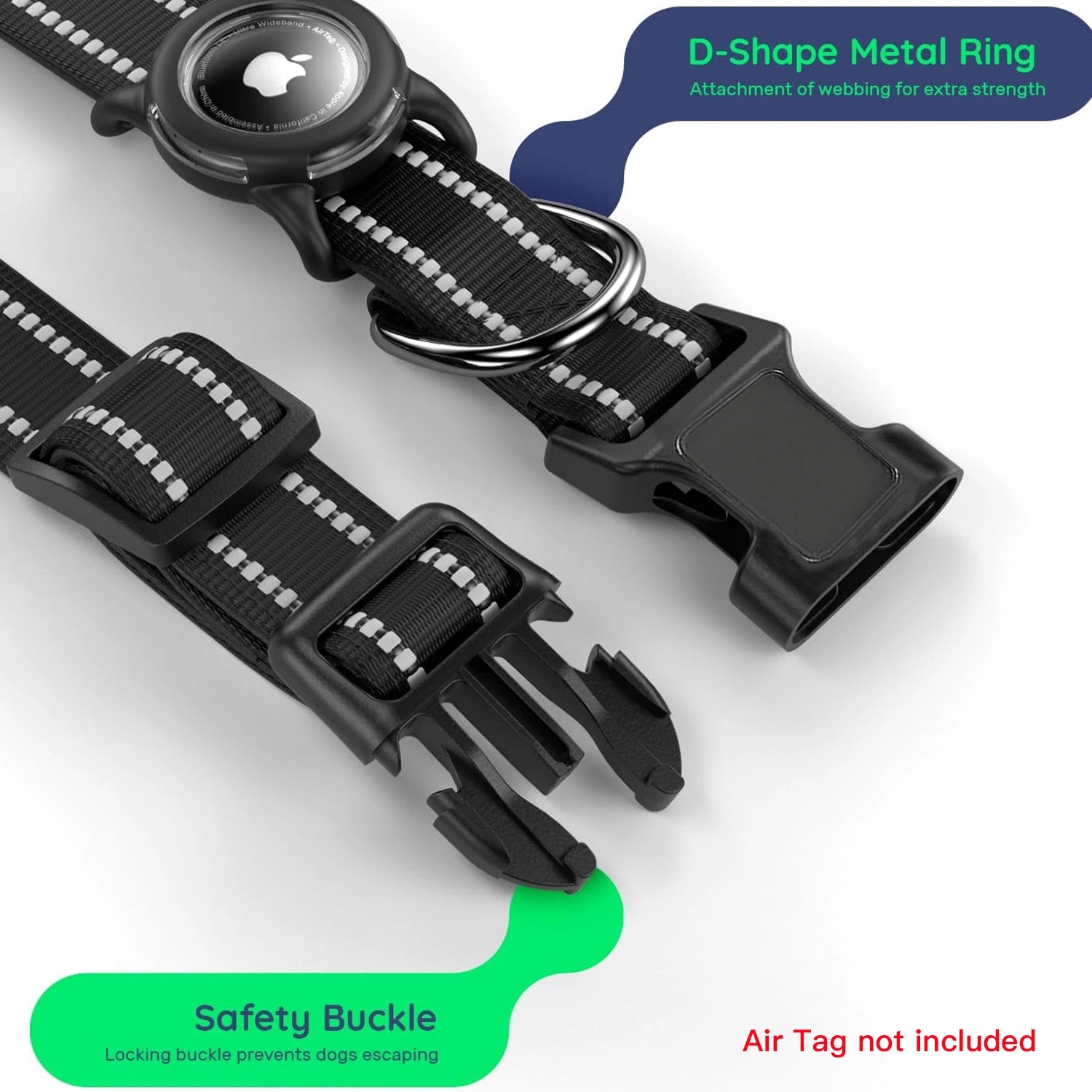 Waterproof Air Tag Dog Collar with AirTag Holder, Reflective Soft Padded & Safety Buckle, AirTag Pet Collar Adjustable for Dogs